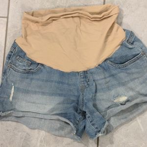 Maternity indigo blue denim short